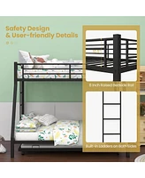 Sugift Twin Over Full Bunk Bed Frame with Trundle for Guest Room