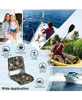Vebreda Low Back Folding Padded Boat Seat with 4 Bolts for Outdoor Adventures-Camouflage