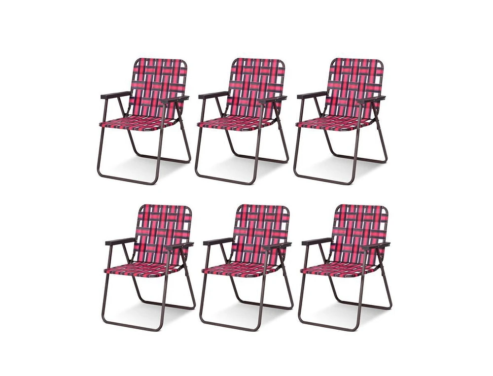 Vebreda 6 Pieces Folding Beach Chair Camping Lawn Webbing Chair