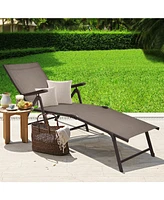 Inolait Patio Foldable Chaise Lounge Chair with Backrest and Footrest