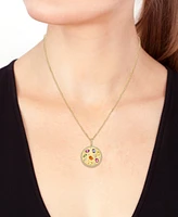 Effy Multi-Gemstone (1-1/6 ct. t.w.) & Diamond (1/3 ct. t.w.) Disc Pendant Necklace in 14k Gold, 18" + 1" extender