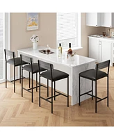 gaomon Bar Stools Set of 4, Upholstered Bar Chairs with Back, 25.5 Inches Kitchen Bar Stools with Footrest, Grey