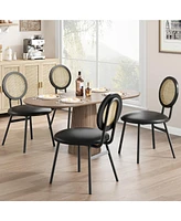 Gaomon Dining Chairs Set of 4, Rattan Kitchen Chairs with Thicken Upholstered, Modern Dining Room Chairs Set of 4,Black