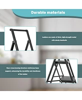 Flynama 3 Aluminum Step Ladder, 3 Step Stool Folding Step Stool with Handrails, Sturdy Step Stool for Adult, Gorilla Ladders 500LBS Capacity Sturdy& P