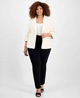 Anne Klein Plus 3/4-Sleeve Open-Front Blazer