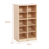 ECR4Kids 10 Cubby Tray Cabinet with Scoop Front Storage Bins, 5x2, Natural, Contemporary