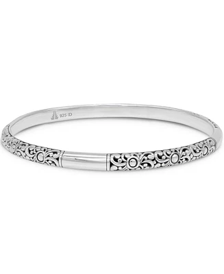 Devata Bali Bangle Bracelet in Sterling Silver, Fit Small to Medium Wrist