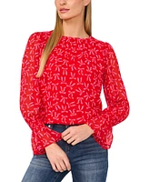 CeCe Women's Smocked-Cuff Blouse