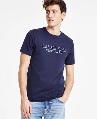 Guess Men's Relaxed-Fit Embossed Velvet Logo Graphic T-Shirt
