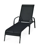 Inolait Adjustable Patio Chaise Folding Lounge Chair with Backrest