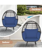 Inolait Oversized Patio Rattan Egg Lounge Chair with 4 Cushions