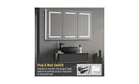 Slickblue Led Bathroom Wall Cabinet with Three Doors – Elegant Mirror Storage Cabinet in White