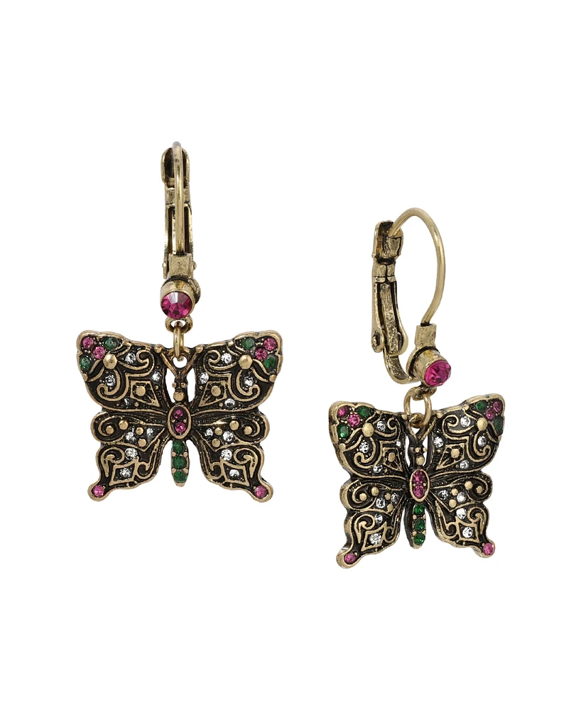 2028 Crystal Butterfly Drop Earrings