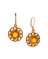 2028 Round Crystal Filigree Drop Earrings