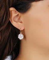 2028 Crystal Accent Flower Drop Earrings