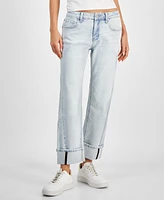 Indigo Rein Juniors' Faded Mid-Rise Cuffed Capri Jeans