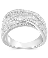 Diamond Multirow Crossover Statement Ring (3/4 ct. t.w.) Sterling Silver