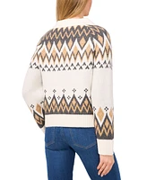 CeCe Women's Collared Fair Isle Sweater