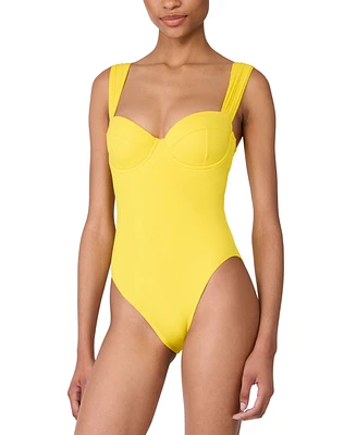 Kate Spade New York Women's Shirred Strap One-Piece Swimsuit