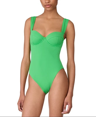 Kate Spade New York Women's Shirred Strap One-Piece Swimsuit