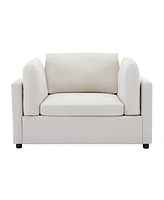 Modern Oversized Armchair with Ottoman, Single Sofa with Lumbar Support, Accent Chair, Reading Chair for Bedroom, Living Room, Cream