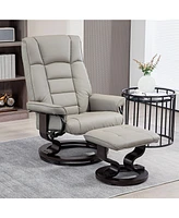 Streamdale Furniture Recliner with Ottoman, Swivel Recliner Chair and Ottoman, Faux Leather Reclining Chair with High Back and Wood Frame for Living R