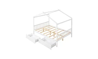 Slickblue House Platform Bed with Two Storage Drawers for Space-Saving and Stylish Bedroom Organization