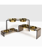 Hiddin Large Bronze Double Bowl Pet Feeder