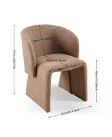 Modern Accent Chair Brown Single Sofa Chair, Upholstered Side Chair Teddy Comfy Chair for Dining room/Bedroom/Living Room/Reception-Brown-2PC