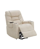 Streamdale Furniture Nairi Power Recliner w/Lift, Heating & Massage, Light Gray Leather Aire