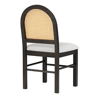 4 Retro Upholstered Chairs with Rattan Backrests for Dining Room and Kitchen (Espresso)