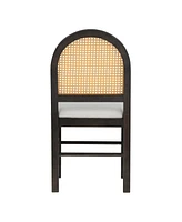 Streamdale Furniture 4 Retro Upholstered Chairs with Rattan Backrests for Dining Room and Kitchen (Espresso)