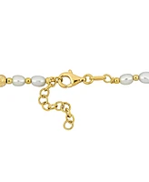 2-Pc. Set Cultured Freshwater Pearl (3-1/2-4mm) Ball Beaded Necklace & Bracelet in 18k Gold-Plated Sterling Silver