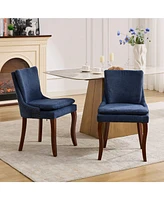 Streamdale Furniture Modern Dining Chairs Set of 2,Double-layer Cushioned Chenille fabric Upholstered Accent Side Leisure Chairs with Mid Back and Cur