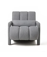 Streamdale Furniture Modern Upholstered accent chair, Comfortable Linen Fabric with a pillow for Living room, bedroom.Linen, Dark Grey