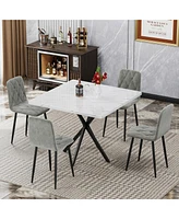 Dining Chairs Set of 4, Modern Kitchen Dining Room Chairs, Velvet Dining Chair Upholstered Cushion Seat and Sturdy Metal Legs