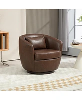 Streamdale Furniture Upholstered Swivel Barrel Armchair with Storage Modern Living Room Side Chair for Bedroom/Office/Reading Spaces