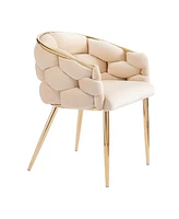 Set of 2 Luxury Handmade Accent Chair with Gold Legs, Modern Velvet Armchair for Living Room and Bedroom