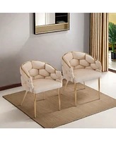 Streamdale Furniture Set of 2 Luxury Handmade Accent Chair with Gold Legs, Modern Velvet Armchair for Living Room and Bedroom