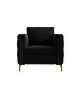 Streamdale Furniture Accent Chair for Living Room Upholstered Arm Chair with Metal Legs Velvet Black