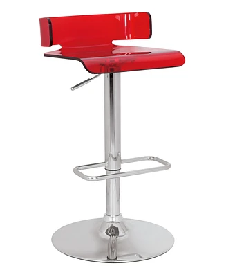 Streamdale Furniture Rania Adjustable Stool (1Pc) in Red & Chrome