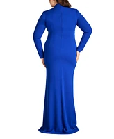 Tadashi Shoji Plus Markum Long-Sleeve Flounce Gown