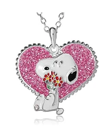 Peanuts Snoopy Heart Flowers Valentine's Day Pendant