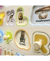 Quokka 8XSET Wooden Puzzles for Toddlers 2-4 with Rack - Alphabet, Numbers