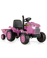 Hongge 12V Kids Ride On Tractor with Trailer and Remote Control