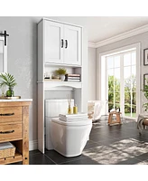 Lovmor Shaker 23.6 in. W x 65 in. H x 8.25 in. D Over The Toilet Storage with Doors & Open Shelves