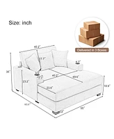Streamdale Furniture 55" Oversized Chaise Lounger Modern Style Sofa Couch, with Pillows, Charge Station & Cup Holders, Chenille Fabric