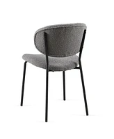 Streamdale Furniture Grey Boucle Fabric Dining Chairs Set of 4, Modern Dining Room Chairs with Black Metal Legs, Armless Kitchen Chair for Dining Room