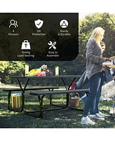 Sugift Outdoor Picnic Table Bench Set with Metal Base