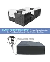 Sugift 8 Piece Wicker Sofa Rattan Dinning Set Patio Furniture with Storage Table-Black